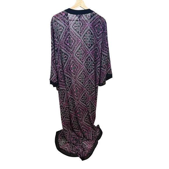 Torrid Women’s Plus Boho Ruana Kimono Duster Open Front 3/4 Sleeve Purple Black - Picture 5 of 8